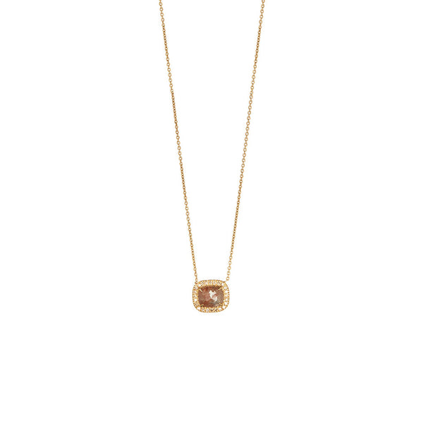 18 Karat Yellow Gold Opaque Orange Diamond Necklace