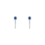 18 Karat White Gold oval sapphire earrings with diamonds