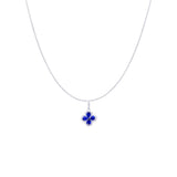 18 Karat White Gold Sapphire Clover Necklace