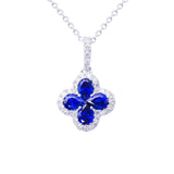 18 Karat White Gold Sapphire Clover Necklace