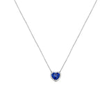 18 Karat White Gold Heart Sapphire Necklace