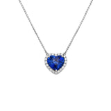 18 Karat White Gold Heart Sapphire Necklace