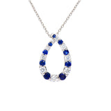 18 Karat White Gold Pear shape necklace with sapphires and diamonds