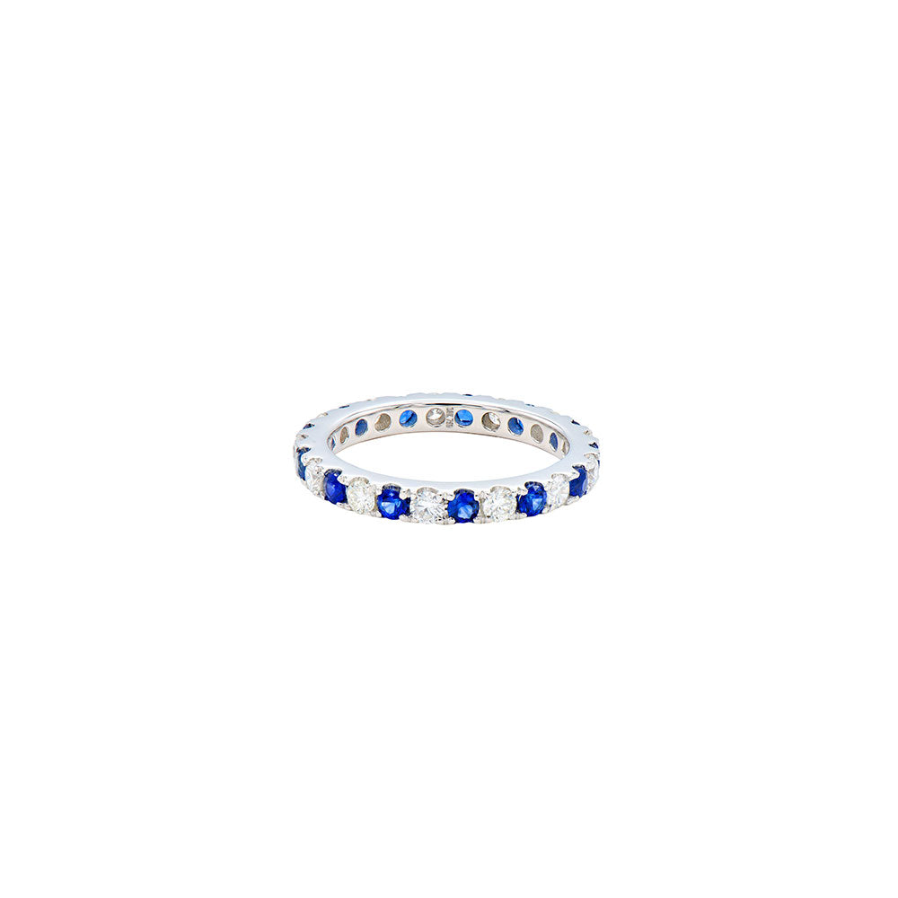 18 Karat White Gold Sapphire and diamond Eternity Band