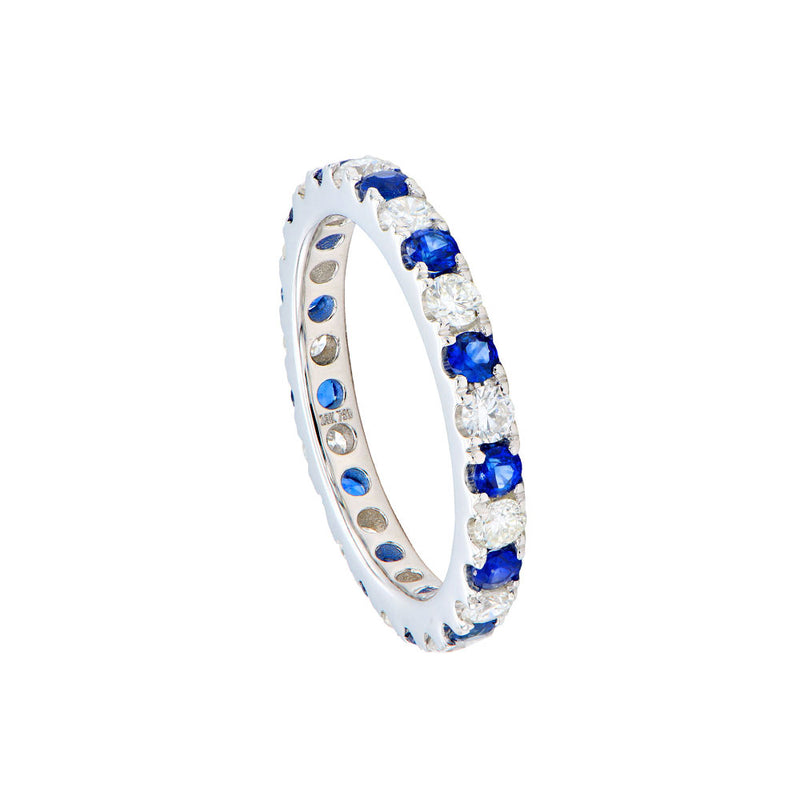 18 Karat White Gold Sapphire and diamond Eternity Band