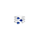 18 Karat White Gold Open Triple Stack Ring with Sapphires and Diamonds