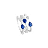 18 Karat White Gold Open Triple Stack Ring with Sapphires and Diamonds