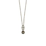 18 Karat White Gold Black Rhodium Tahitian Pearl and Diamond Necklace