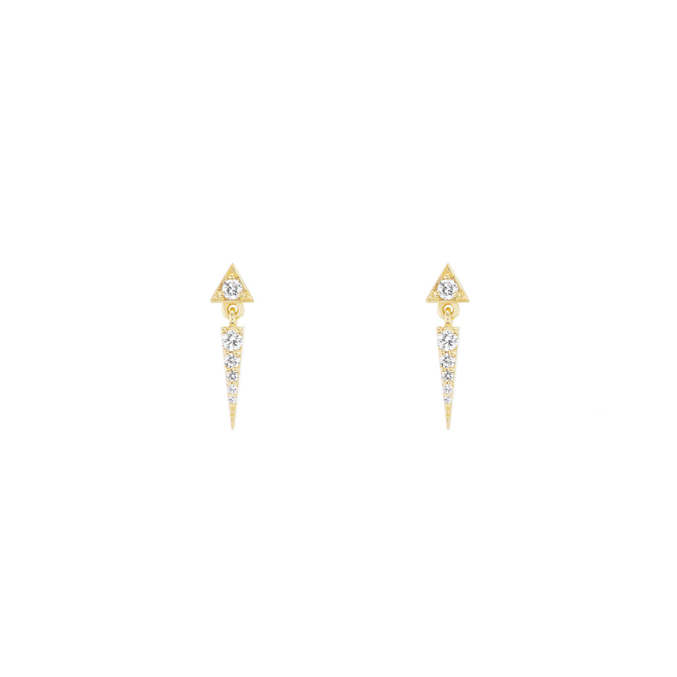 18 Karat Yellow Gold Summit Triangle Stud earrings with diamonds