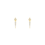 18 Karat Yellow Gold Summit Triangle Stud earrings with diamonds