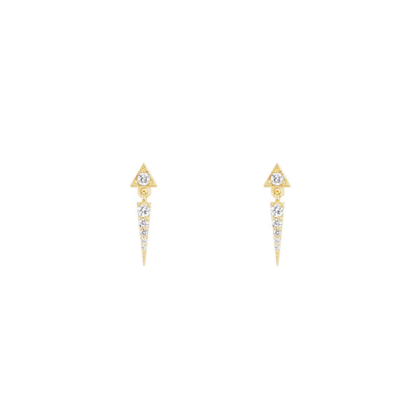 18 Karat Yellow Gold Summit Triangle Stud earrings with diamonds