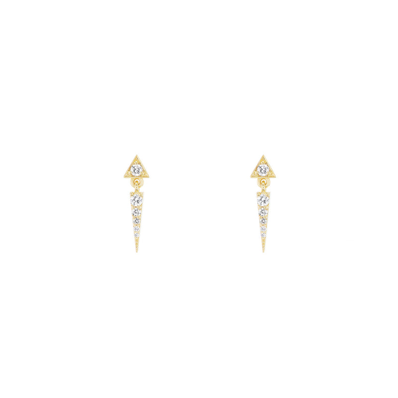 18 Karat Yellow Gold Summit Triangle Stud earrings with diamonds