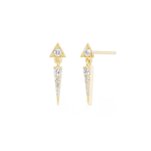18 Karat Yellow Gold Summit Triangle Stud earrings with diamonds
