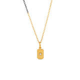 14 Karat Yellow Gold Petite YANHA Dog Tag with Princess Diamond