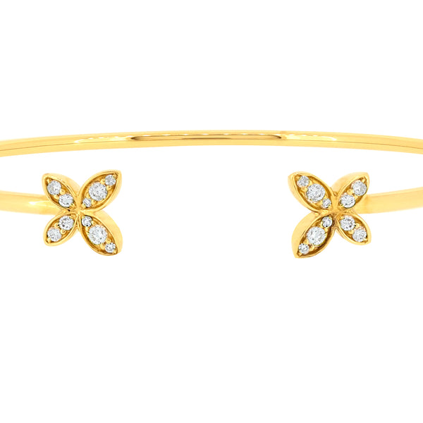 18 Karat Yellow Gold Open Floral Bracelet with Diamonds