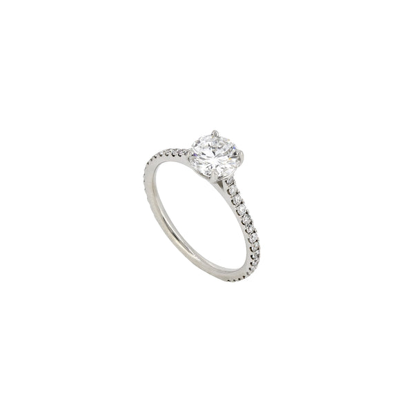 18 Karat White Gold Engagement Ring with Round Diamond