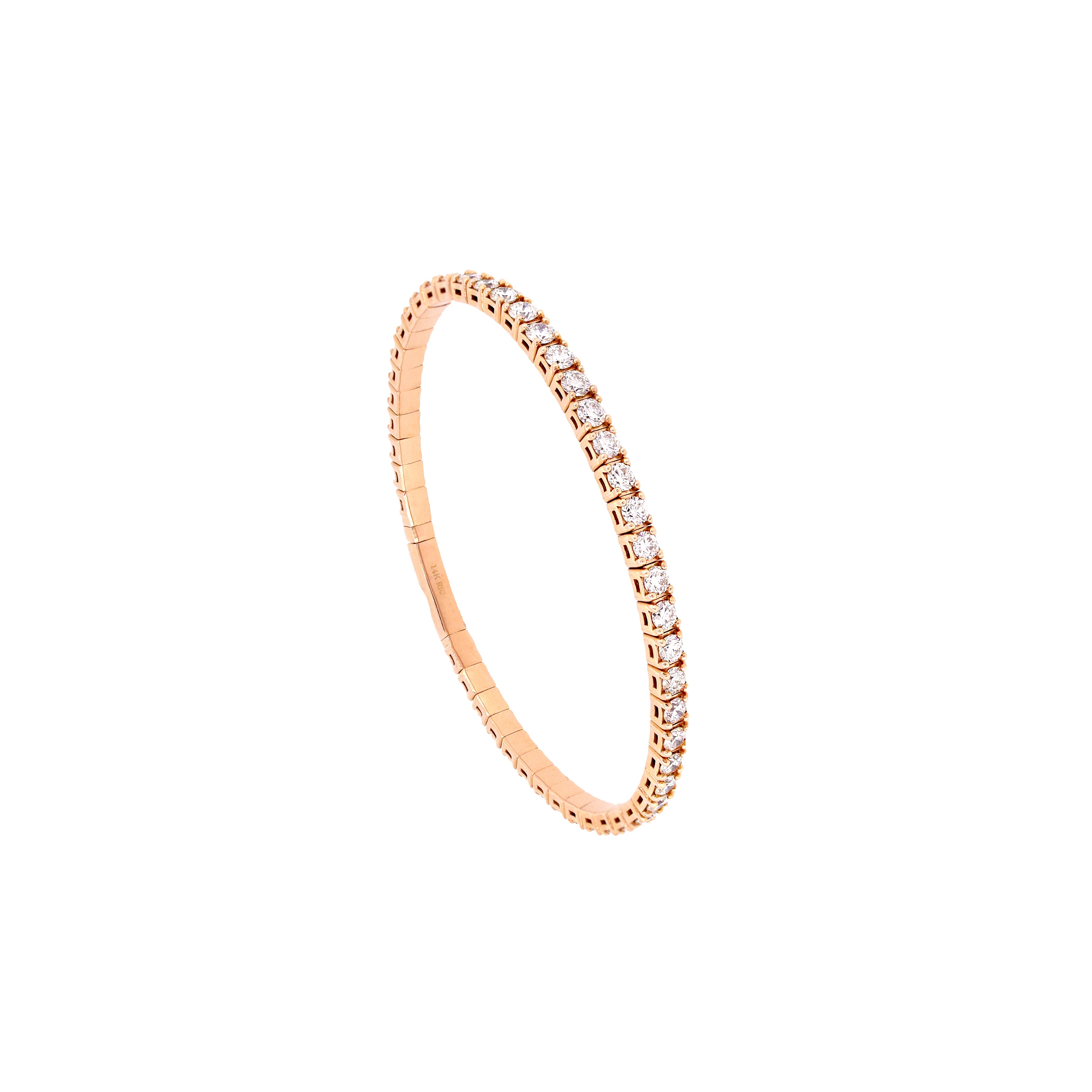 14 Karat Rosé Gold Flexible Bracelet with Diamonds