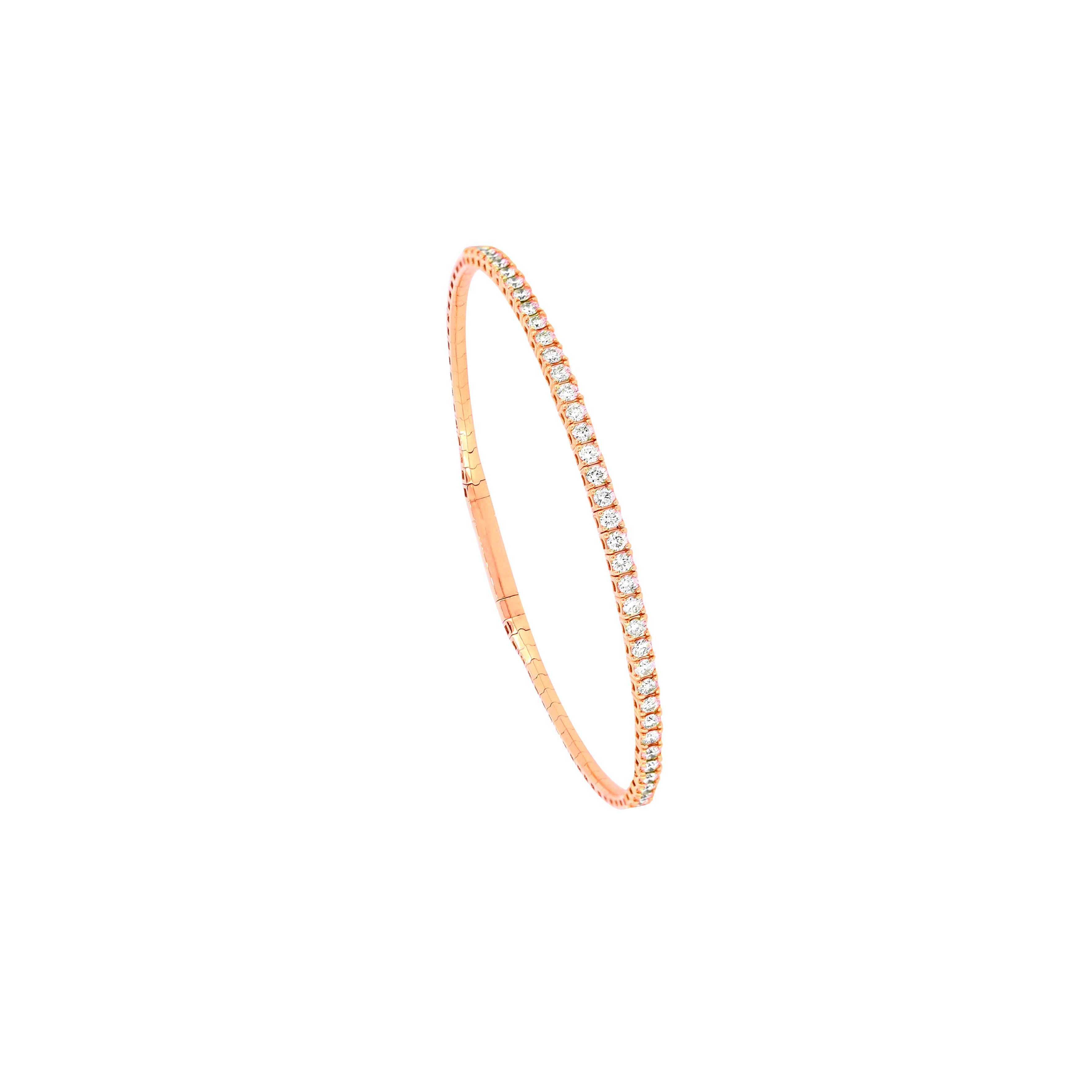 14 Karat Rosé Gold Flexible Bangle with Diamonds