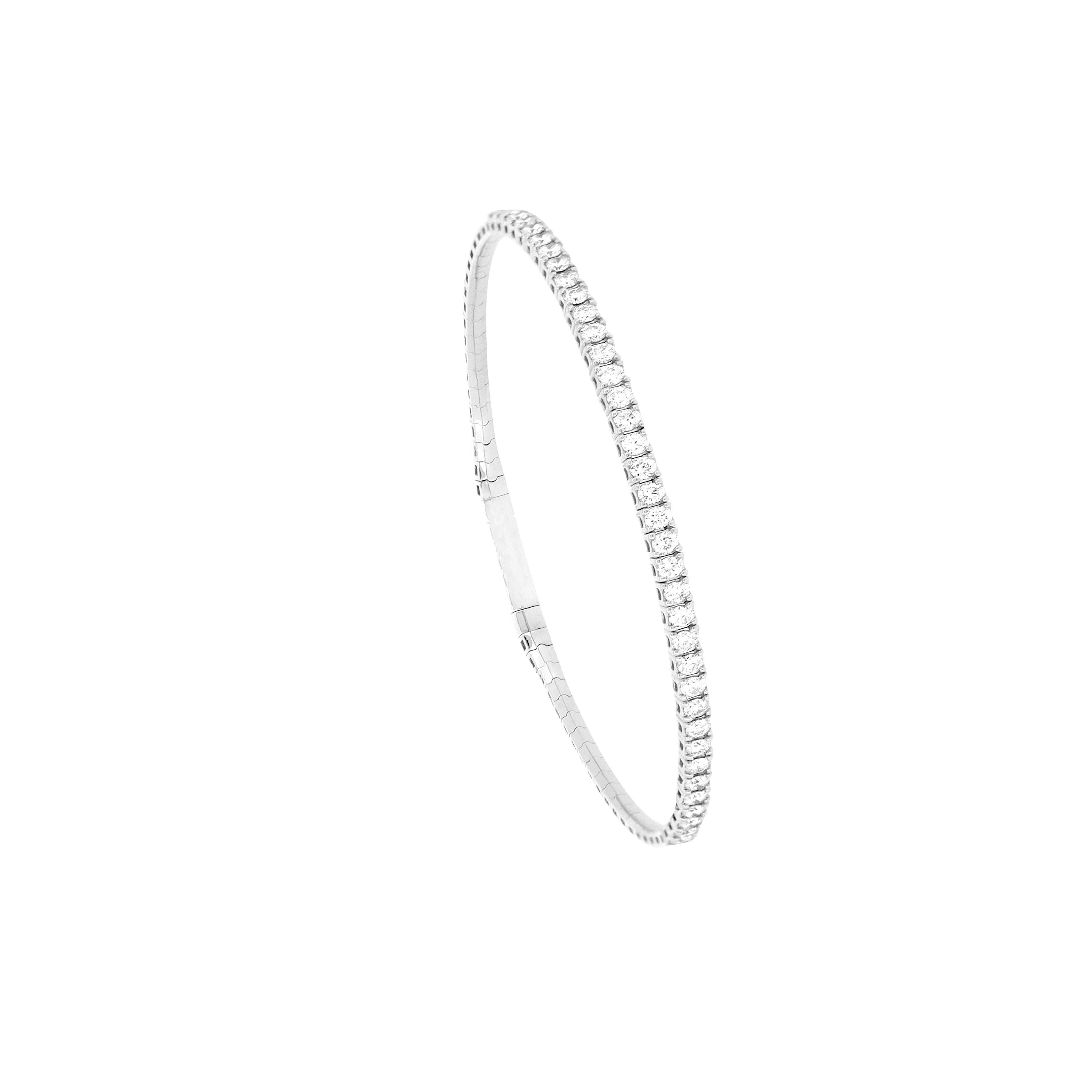 4 Karat White Gold Flexible Bangle with Diamonds