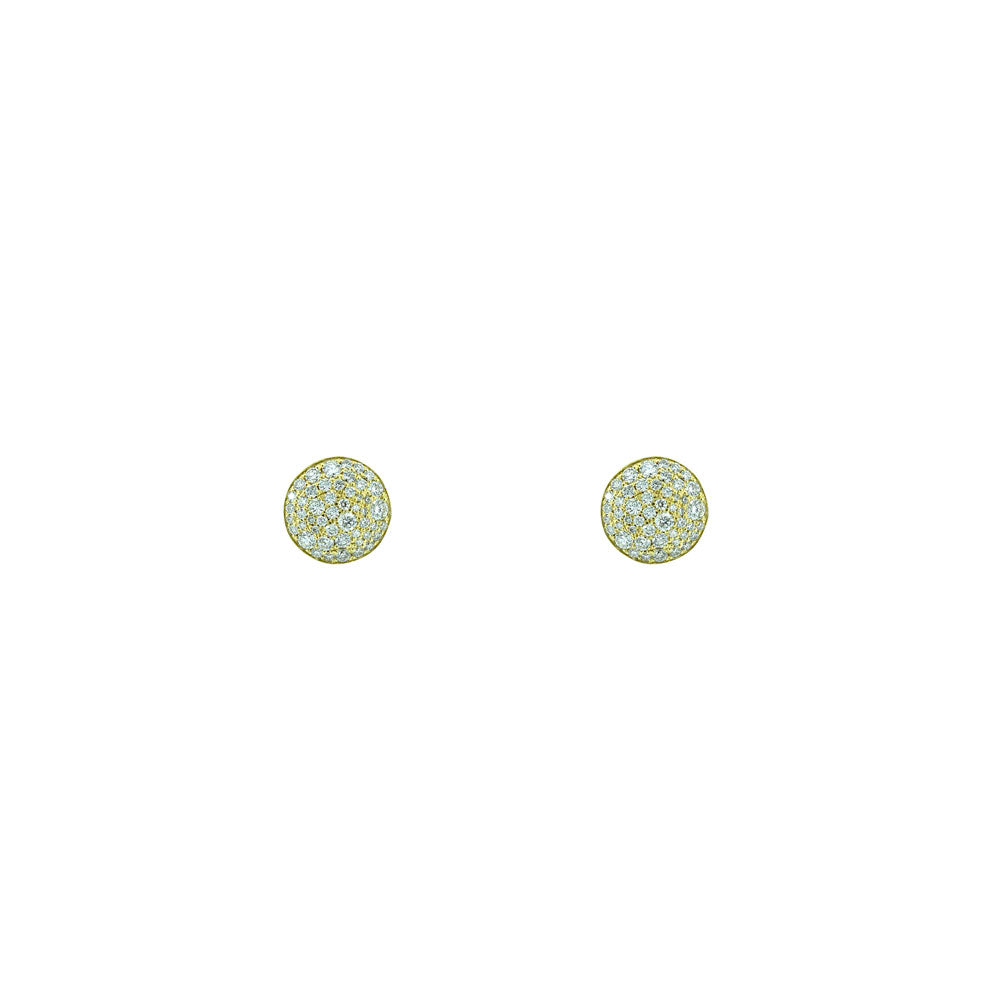 18 Karat Yellow Gold Button Diamond Studs