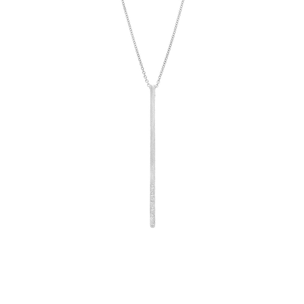 18 Karat White Gold Dunes Bar Diamond Necklace