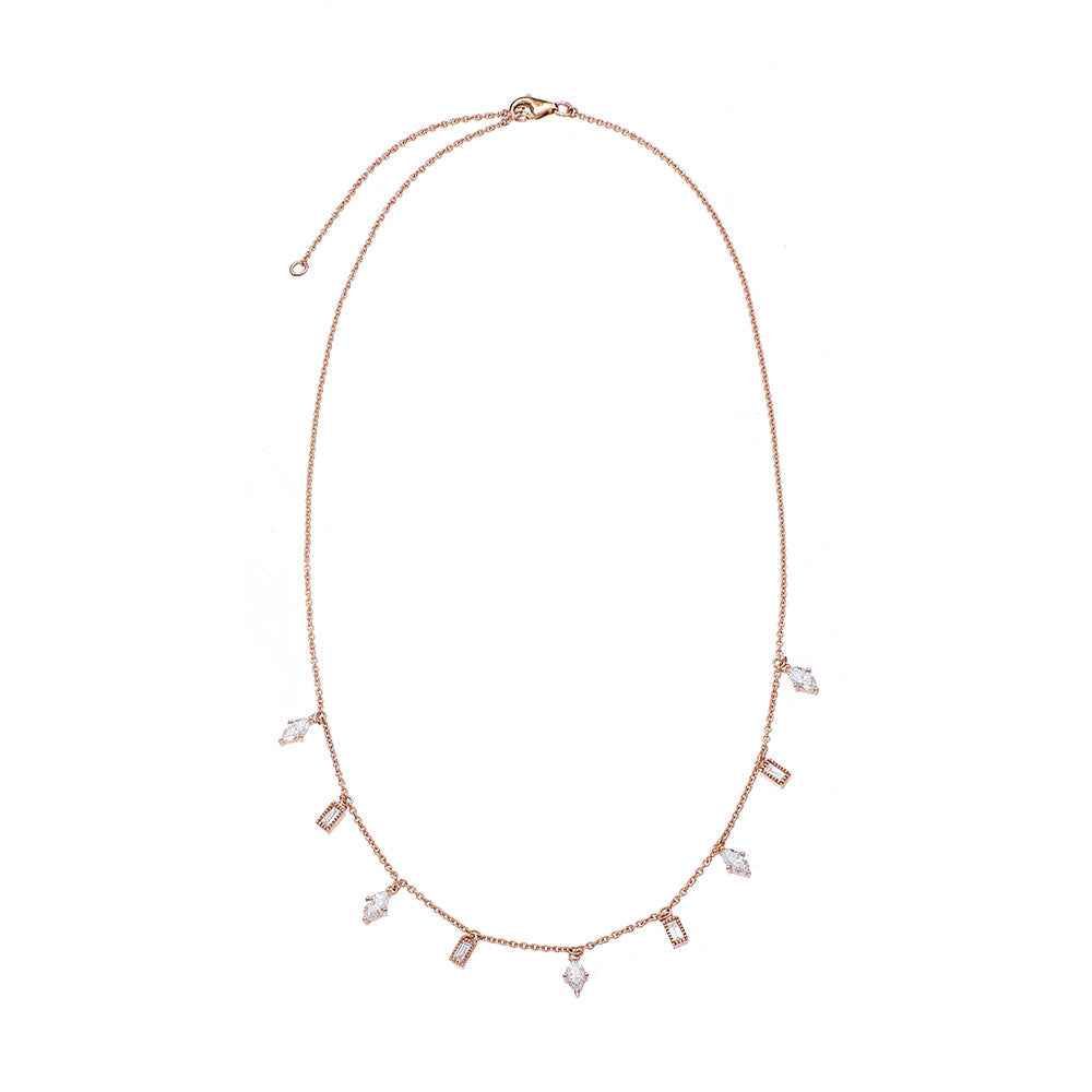 18 Karat Rosé Gold Lluvia necklace with Marquise and Baguette Diamonds