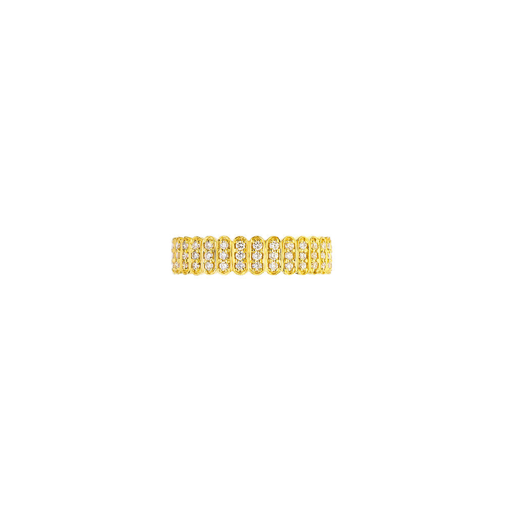 18 Karat Yellow Gold Abacus Diamond Band