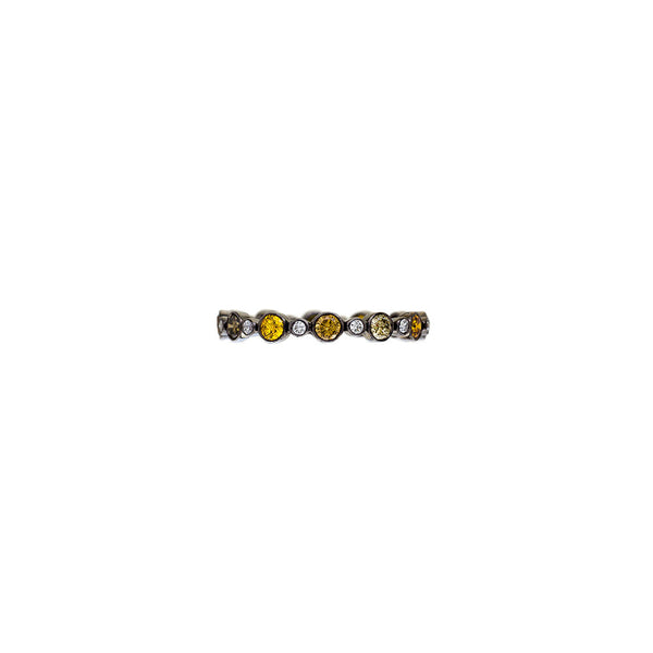 18 Karat White gold Black Rhodium Aurelia art deco band with multi colored Diamonds
