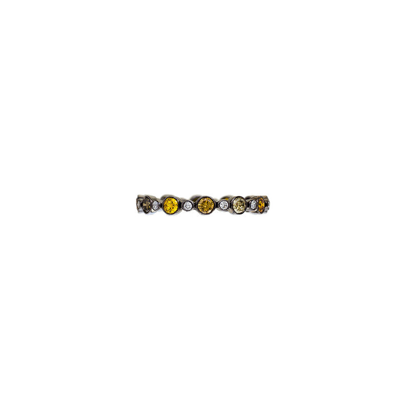 18 Karat White gold Black Rhodium Aurelia art deco band with multi colored Diamonds