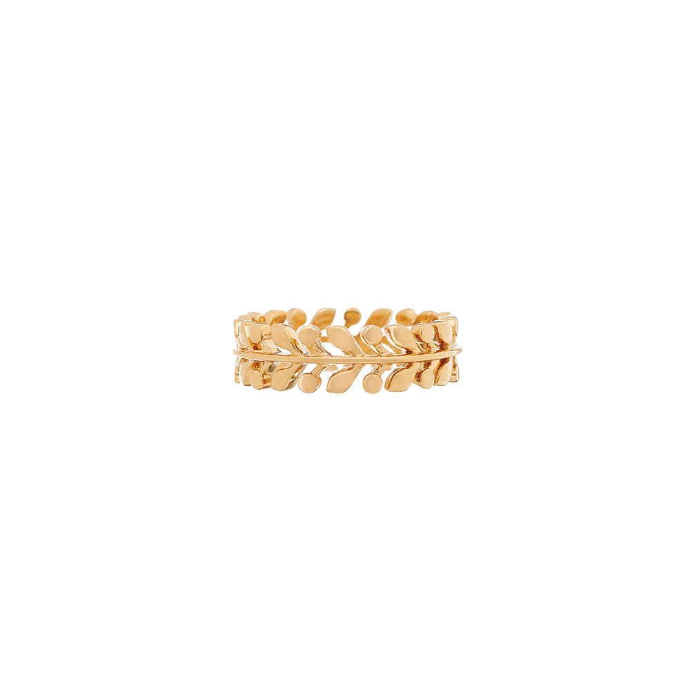 18 Karat Yellow Gold Laurel leaf band