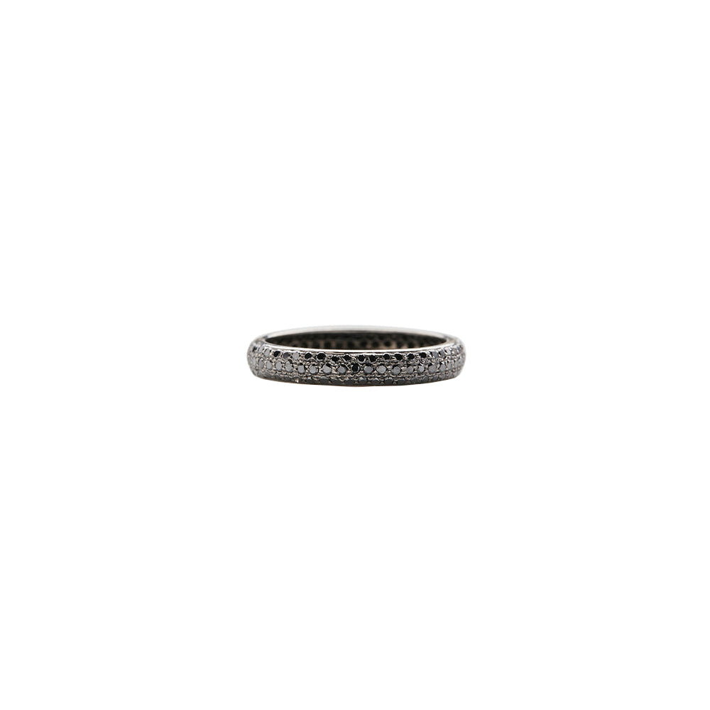 18 Karat White Gold Black Diamond Pave Diamond Tire Band