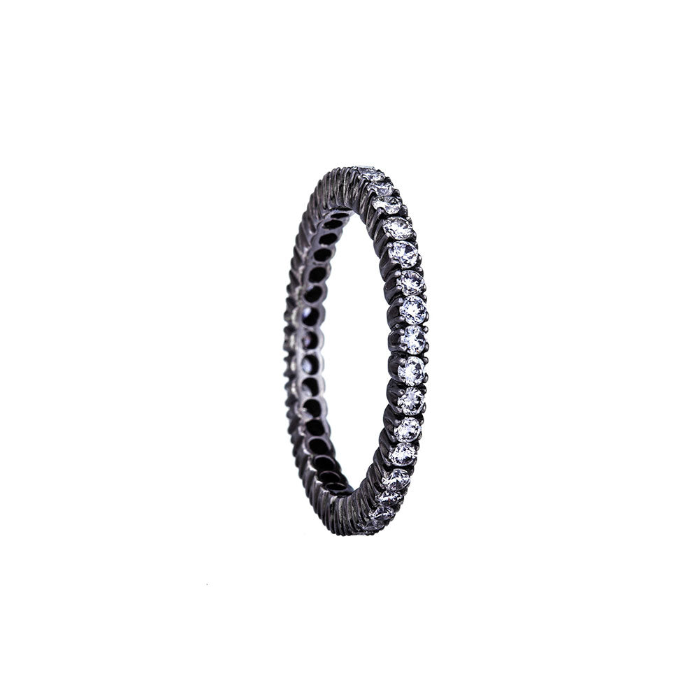 18 Karat White Gold Black Rhodium Diamond Band