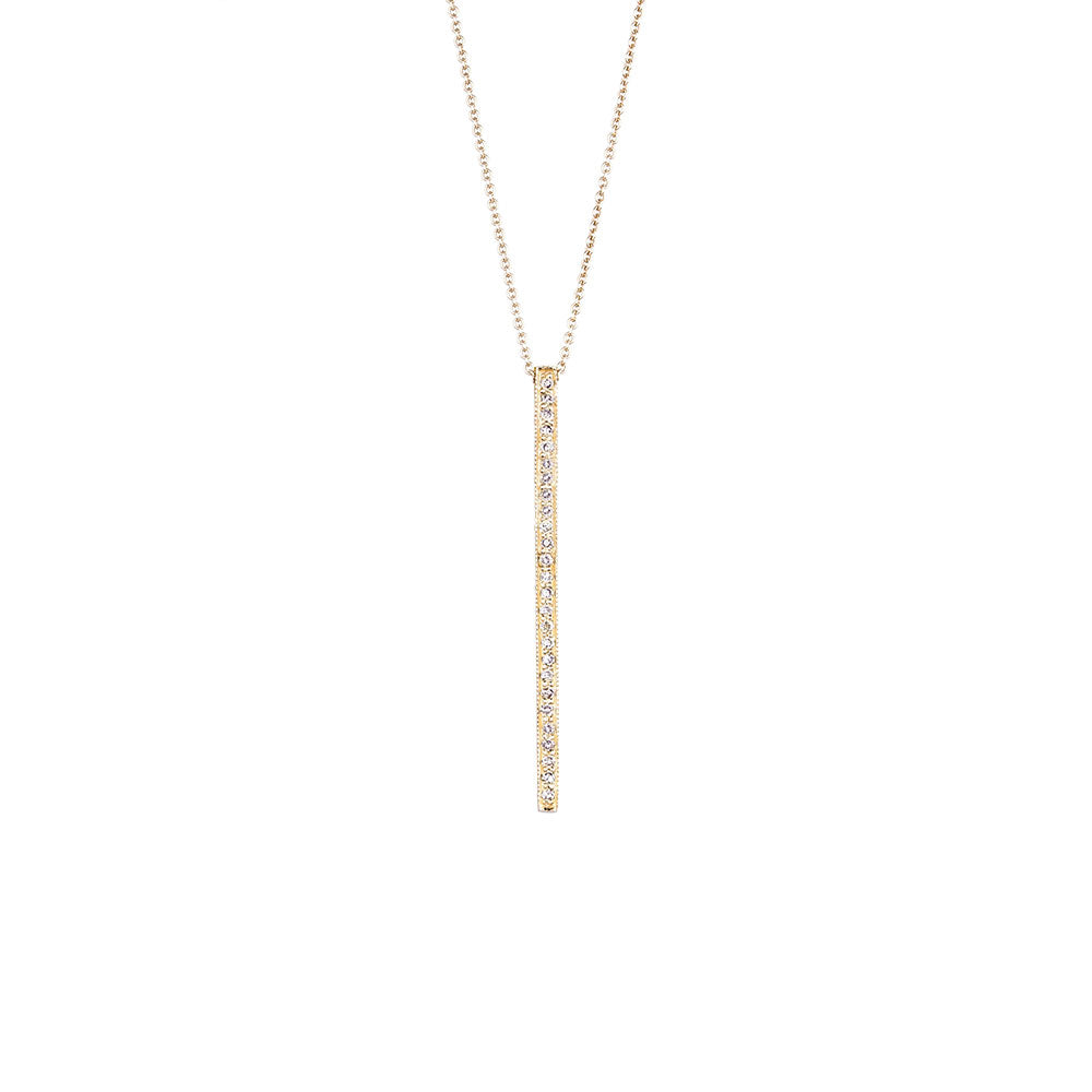 18 Karat Yellow Gold Alice Bar Diamond Necklace