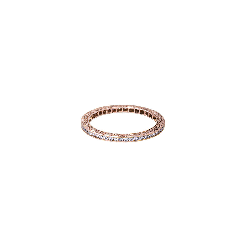 18 Karat Rose Gold Channel Diamond Band