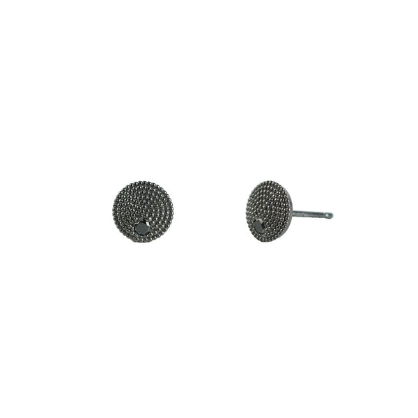 Sterling Silver Black Rhodium ADIE Textured Disc Earrings