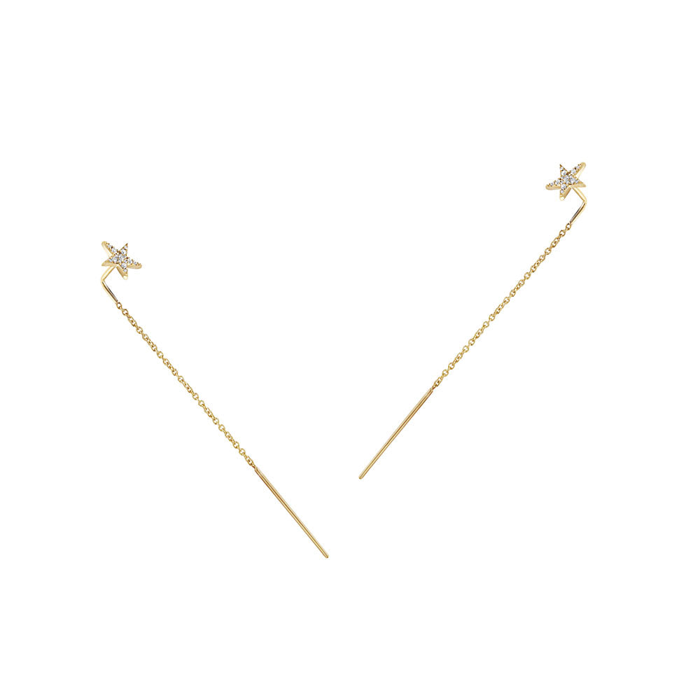 14 Karat Yellow Gold Star Threader earrings