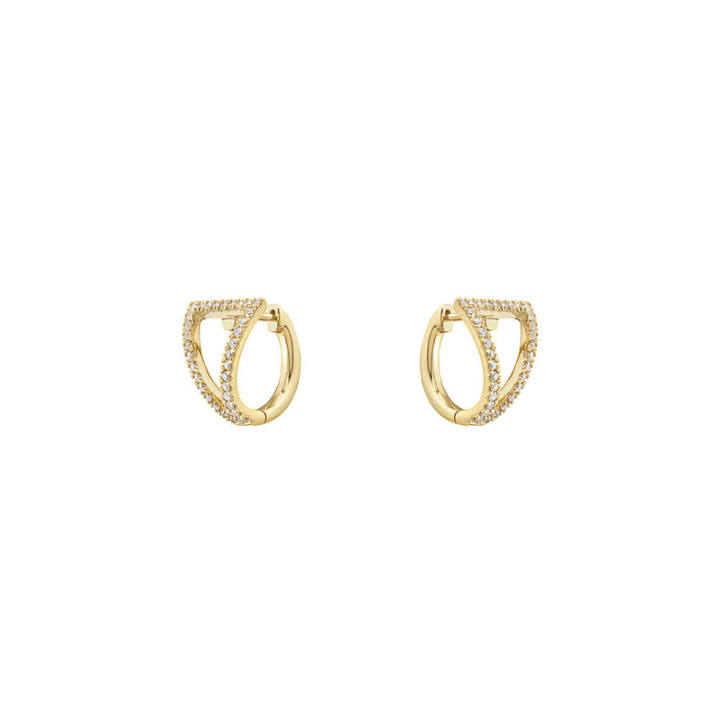14 Karat Yellow Gold Triangle Hoop Earrings