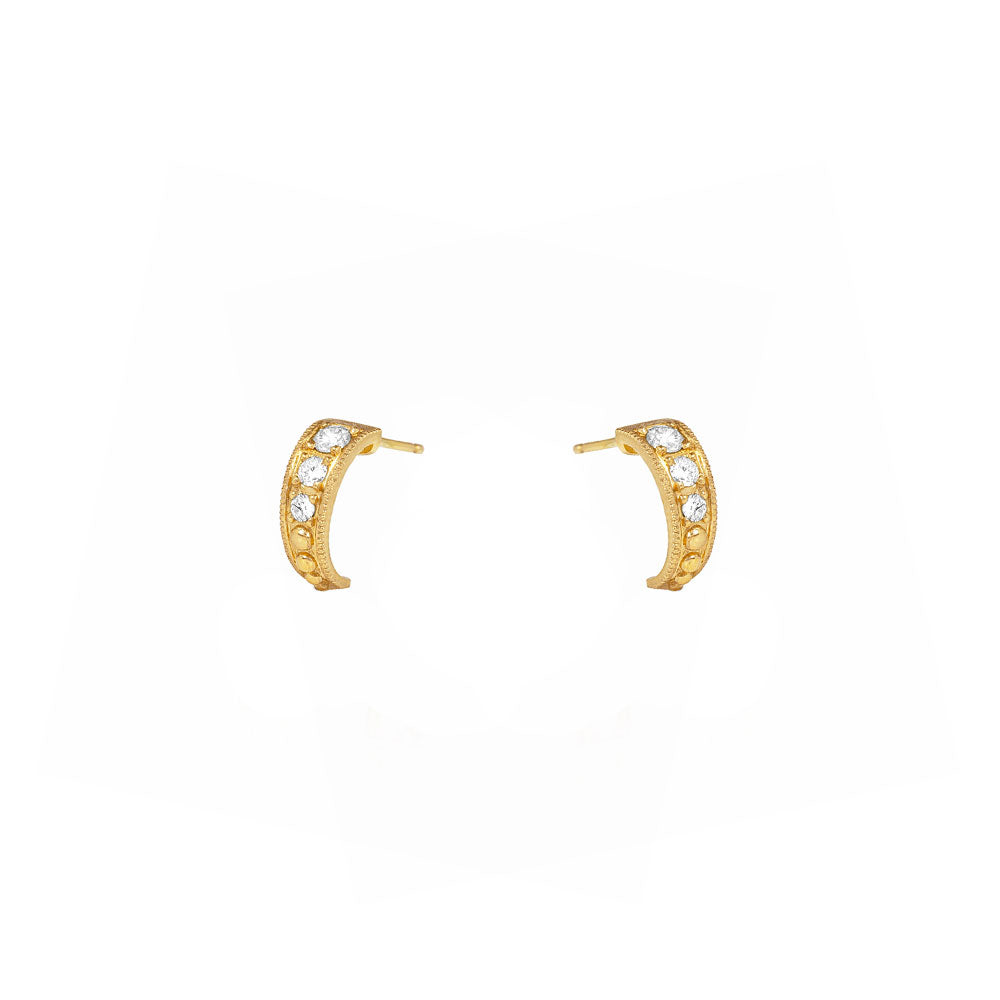 14 Karat Yellow Gold AMELIA Half Diamond Hoop earrings