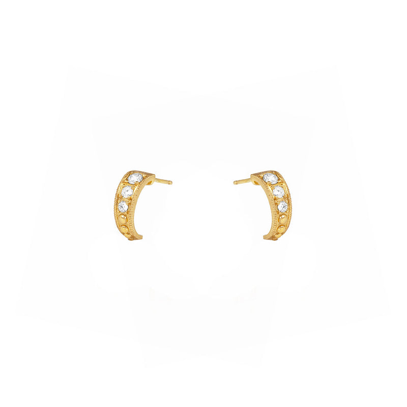 14 Karat Yellow Gold AMELIA Half Diamond Hoop earrings