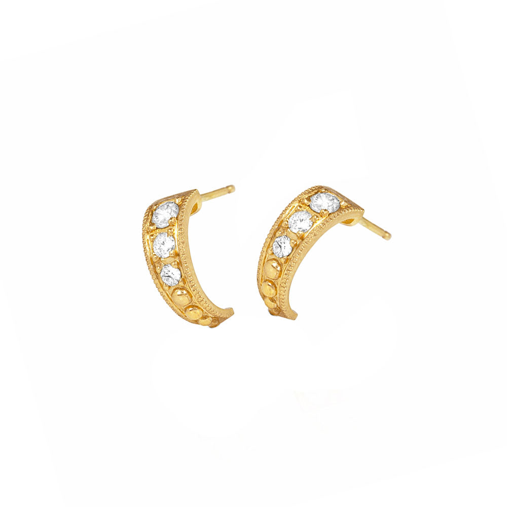 14 Karat Yellow Gold AMELIA Half Diamond Hoop earrings