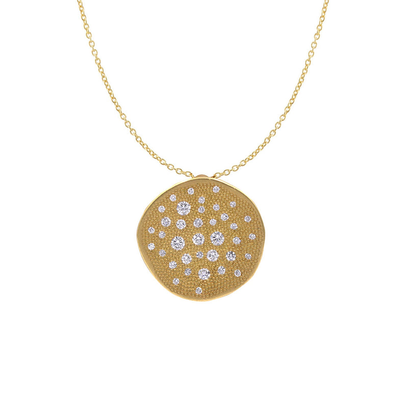8 Karat Yellow Gold Large Stardust Diamond Necklace by Ann Sportun