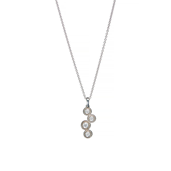 White Gold Diamond Cluster Pendant - Sofia Jewelry