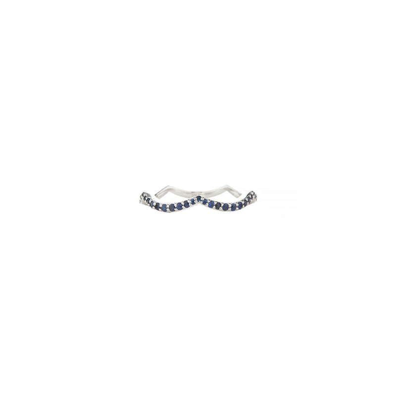 14 Karat White Gold Wave Sapphire Ring