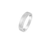 14 Karat White Gold Matte Band with line of Round and Baguette Diamonds