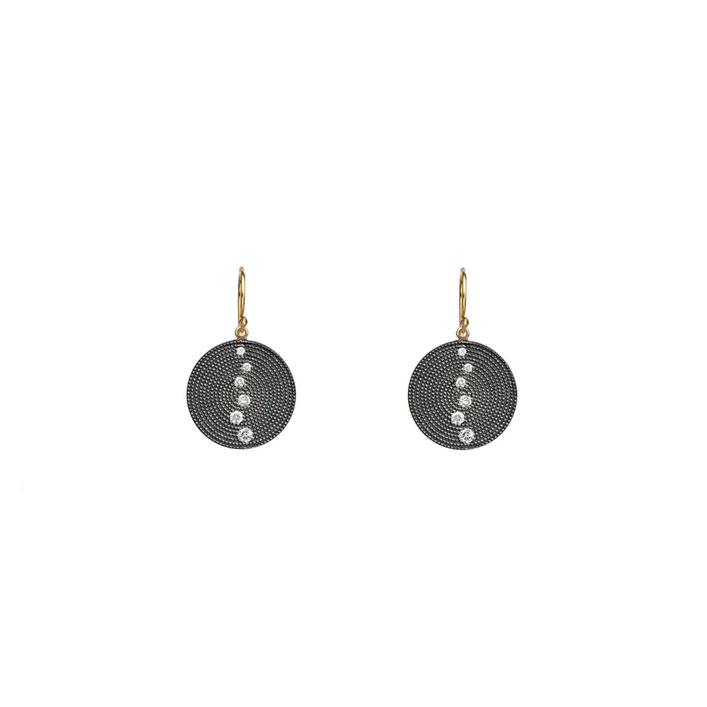 Sterling Silver Black Rhodium ALAINA Diamond Disc earrings