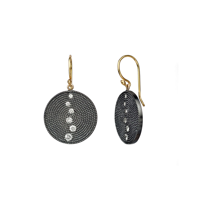 Sterling Silver Black Rhodium ALAINA Diamond Disc earrings