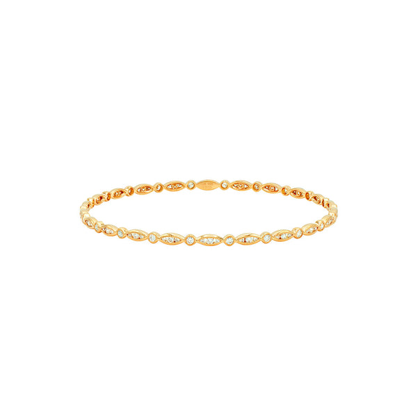 18 Karat Rosé Gold Diamond bangle with marquise and round pattern B053905R