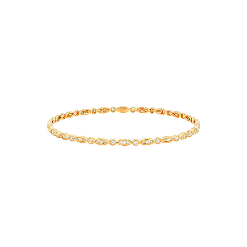 18 Karat Rosé Gold Diamond bangle with marquise and round pattern B053905R