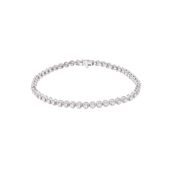 18 Karat White Gold Diamond Bezel Tennis bracelet