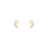 18 Karat Yellow Gold Small hoops with Baguette and round diamonds